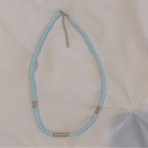 Boho Clay Necklace Blue Gold